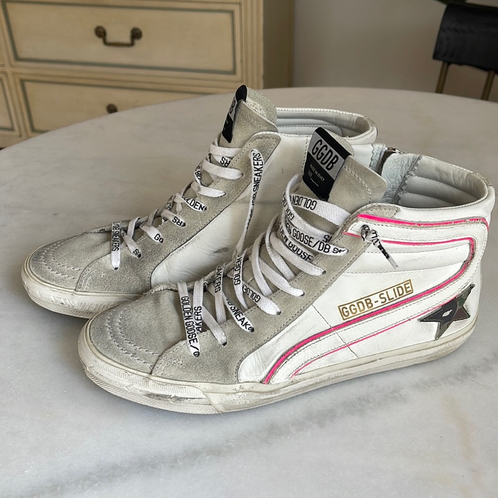 Authentic! Golden Goose white leather slide sneaker size 39 (8.5)